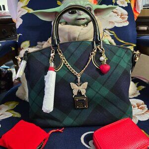Dooney Highland Blue Tartan Plaid Satchel